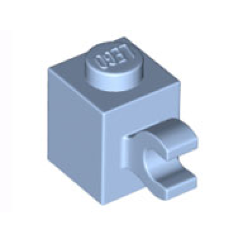 Деталь LEGO 60476 Brick, Modified 1 x 1 with Clip (Horizontal Grip) - Bright Light Blue