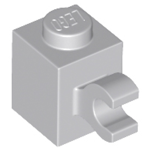 Деталь LEGO 60476 Brick, Modified 1 x 1 with Clip (Horizontal Grip) - Light Bluish Gray