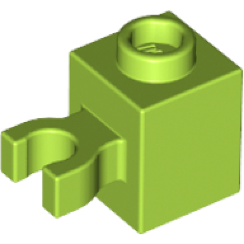 Деталь LEGO 60475b Brick, Modified 1 x 1 with Open O Clip (Vertical Grip) - Hollow Stud - Lime