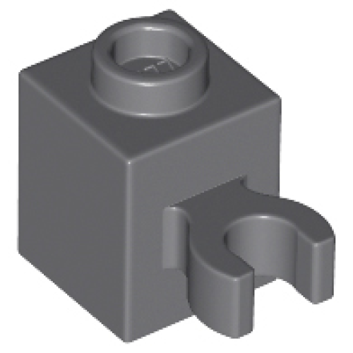 Деталь LEGO 60475b Brick, Modified 1 x 1 with Open O Clip (Vertical Grip) - Hollow Stud - Dark Bluish Gray