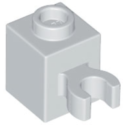 Brick, Modified 1 x 1 with Open O Clip (Vertical Grip) - Hollow Stud - Light Bluish Gray
