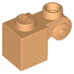 Brick, Modified 1 x 1 with Scroll with Hollow Stud - Medium Nougat