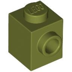 Brick, Modified 1 x 1 with Stud on Side - Olive Green Brick, Modified 1 x 1 with Stud on Side - Olive Green