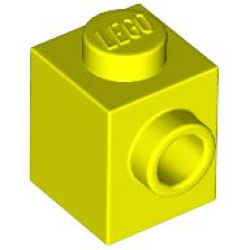 Brick, Modified 1 x 1 with Stud on Side - Neon Yellow Brick, Modified 1 x 1 with Stud on Side - Neon Yellow