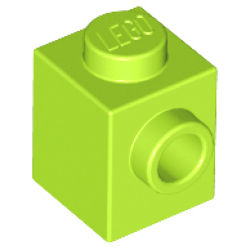 Brick, Modified 1 x 1 with Stud on Side - Lime Brick, Modified 1 x 1 with Stud on Side - Lime