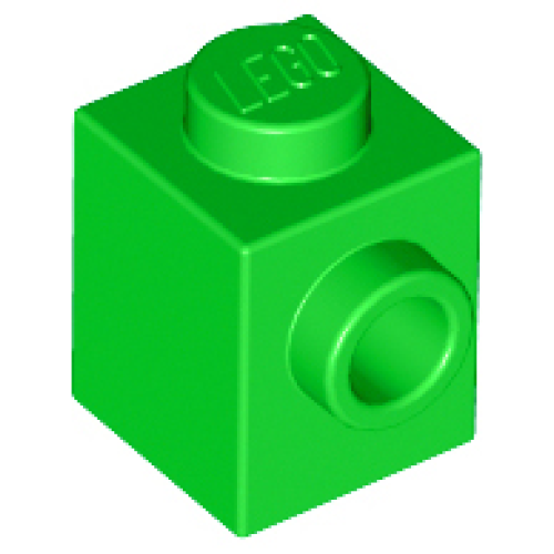 Деталь LEGO 87087 Brick, Modified 1 x 1 with Stud on Side - Bright Green