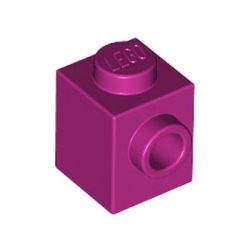 Brick, Modified 1 x 1 with Stud on Side - Magenta Brick, Modified 1 x 1 with Stud on Side - Magenta