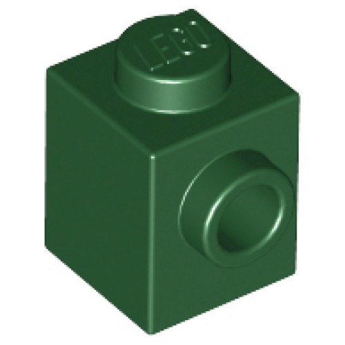 Деталь LEGO 87087 Brick, Modified 1 x 1 with Stud on Side - Dark Green