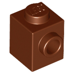 Brick, Modified 1 x 1 with Stud on Side - Reddish Brown Brick, Modified 1 x 1 with Stud on Side - Reddish Brown