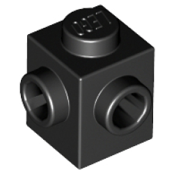 Brick, Modified 1 x 1 with Studs on 2 Sides, Adjacent - Black Brick, Modified 1 x 1 with Studs on 2 Sides, Adjacent - Black