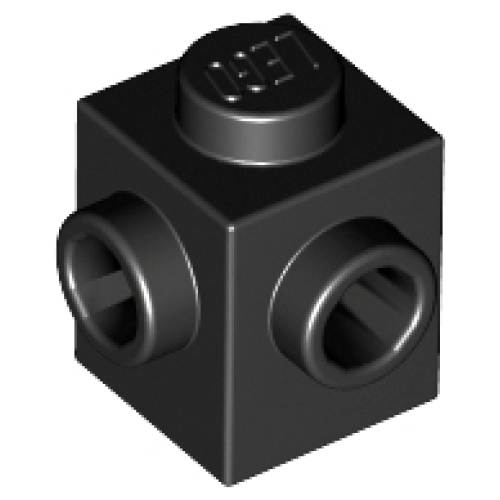 Деталь LEGO 26604 Brick, Modified 1 x 1 with Studs on 2 Sides, Adjacent - Black