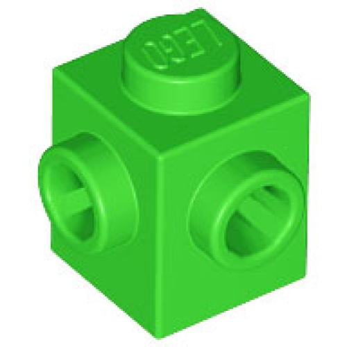 Деталь LEGO 26604 Brick, Modified 1 x 1 with Studs on 2 Sides, Adjacent - Bright Green