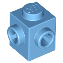 Brick, Modified 1 x 1 with Studs on 2 Sides, Adjacent - Medium Blue Brick, Modified 1 x 1 with Studs on 2 Sides, Adjacent - Medium Blue