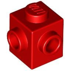 Brick, Modified 1 x 1 with Studs on 2 Sides, Adjacent - Red Brick, Modified 1 x 1 with Studs on 2 Sides, Adjacent - Red