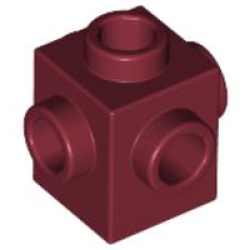Brick, Modified 1 x 1 with Studs on 4 Sides - Dark Red Brick, Modified 1 x 1 with Studs on 4 Sides - Dark Red
