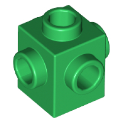 Brick, Modified 1 x 1 with Studs on 4 Sides - Green Brick, Modified 1 x 1 with Studs on 4 Sides - Green
