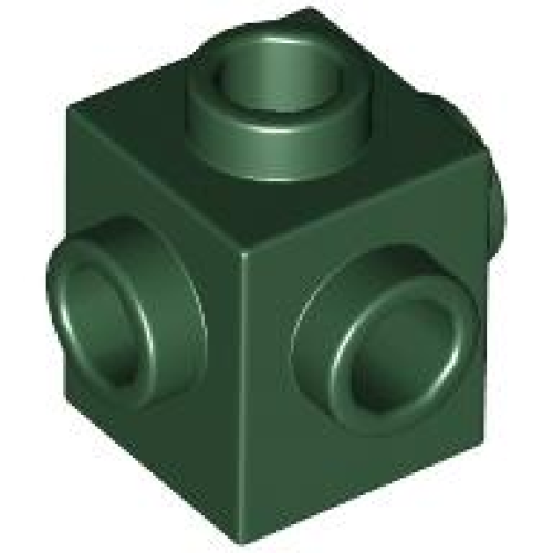 Деталь LEGO 4733 Brick, Modified 1 x 1 with Studs on 4 Sides - Dark Green
