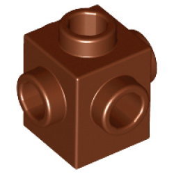 Brick, Modified 1 x 1 with Studs on 4 Sides - Reddish Brown Brick, Modified 1 x 1 with Studs on 4 Sides - Reddish Brown