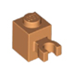 Brick, Modified 1 x 1 with U Clip (Vertical Grip) - Solid Stud - Medium Nougat Brick, Modified 1 x 1 with U Clip (Vertical Grip) - Solid Stud - Medium Nougat