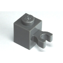 Brick, Modified 1 x 1 with U Clip (Vertical Grip) - Solid Stud - Dark Bluish Gray Brick, Modified 1 x 1 with U Clip (Vertical Grip) - Solid Stud - Dark Bluish Gray