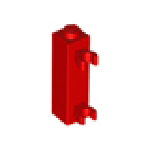 Деталь LEGO 60583 Brick, Modified 1 x 1 x 3 with 2 Clips Vertical (Undetermined Type) - Red