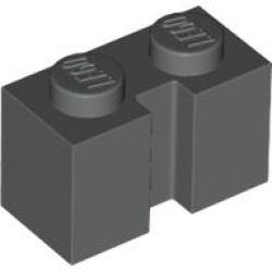 Brick, Modified 1 x 2 with Channel - Dark Gray
