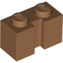 Brick, Modified 1 x 2 with Channel - Medium Nougat