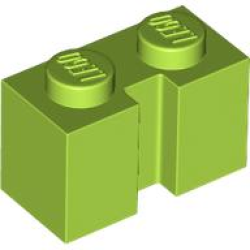 Brick, Modified 1 x 2 with Channel - Lime