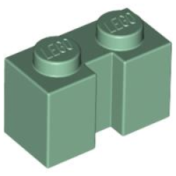 Brick, Modified 1 x 2 with Channel - Sand Green