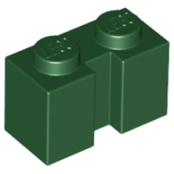 Brick, Modified 1 x 2 with Channel - Dark Green