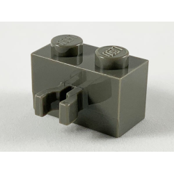 Brick, Modified 1 x 2 with Clip (Vertical Grip) (Undetermined Type) - Dark Gray