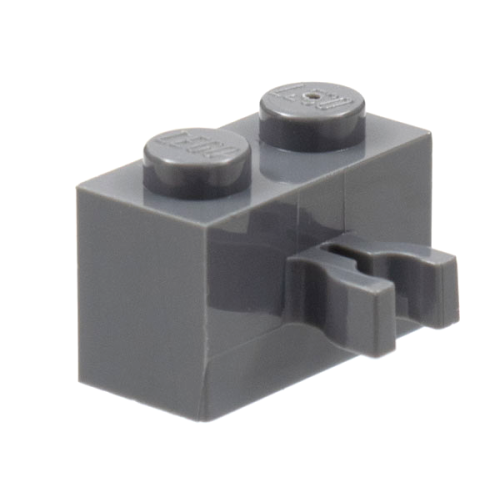 Деталь LEGO 30237 Brick, Modified 1 x 2 with Clip (Vertical Grip) (Undetermined Type) - Dark Bluish Gray