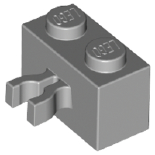 Деталь LEGO 30237 Brick, Modified 1 x 2 with Clip (Vertical Grip) (Undetermined Type) - Light Bluish Gray