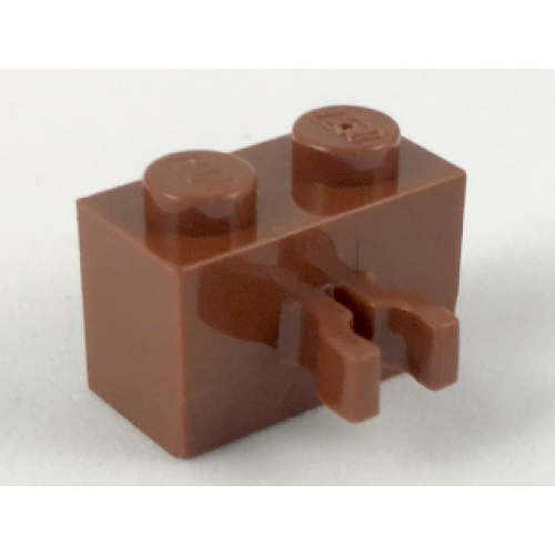 Деталь LEGO 30237 Brick, Modified 1 x 2 with Clip (Vertical Grip) (Undetermined Type) - Reddish Brown