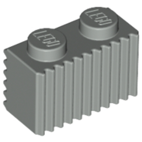 Деталь LEGO 2877 Brick, Modified 1 x 2 with Grille / Fluted Profile - Light Gray