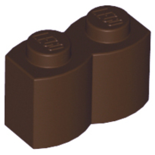 Деталь LEGO 30136 Brick, Modified 1 x 2 with Log Profile - Dark Brown