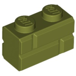 Brick, Modified 1 x 2 with Masonry Profile - Olive Green Brick, Modified 1 x 2 with Masonry Profile - Olive Green