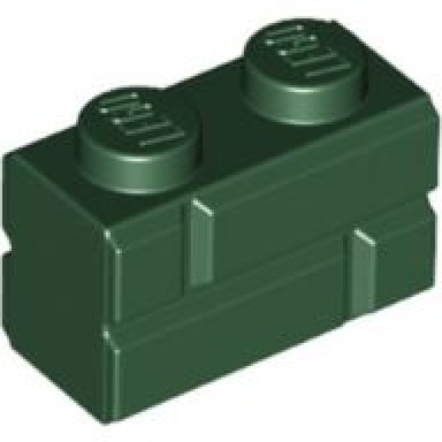 Деталь LEGO 98283 Brick, Modified 1 x 2 with Masonry Profile - Dark Green