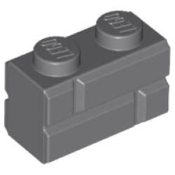 Brick, Modified 1 x 2 with Masonry Profile - Dark Bluish Gray Brick, Modified 1 x 2 with Masonry Profile - Dark Bluish Gray