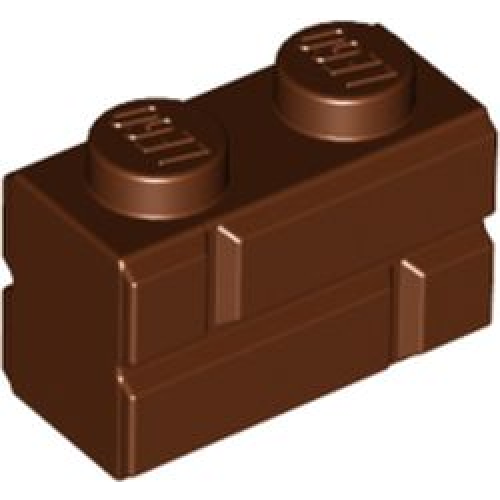 Деталь LEGO 98283 Brick, Modified 1 x 2 with Masonry Profile - Reddish Brown