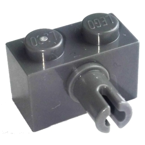 Деталь LEGO 44865 Brick, Modified 1 x 2 with Pin and Bottom Stud Holder - Dark Bluish Gray