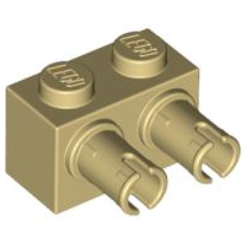 Деталь LEGO 30526 Brick, Modified 1 x 2 with Pins - Tan