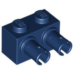 Brick, Modified 1 x 2 with Pins - Dark Blue Brick, Modified 1 x 2 with Pins - Dark Blue