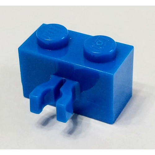 Деталь LEGO 30237a Brick, Modified 1 x 2 with Split U Clip Thick (Vertical Grip) - Blue