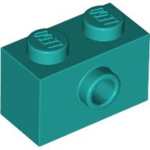 Деталь LEGO 86876 Brick, Modified 1 x 2 with Stud on Side with Bottom Stud Holder - Dark Turquoise