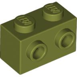 Brick, Modified 1 x 2 with Studs on 1 Side - Olive Green