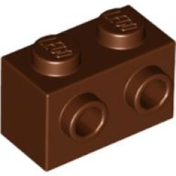 Brick, Modified 1 x 2 with Studs on 1 Side - Reddish Brown