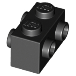 Brick, Modified 1 x 2 with Studs on 2 Sides - Black