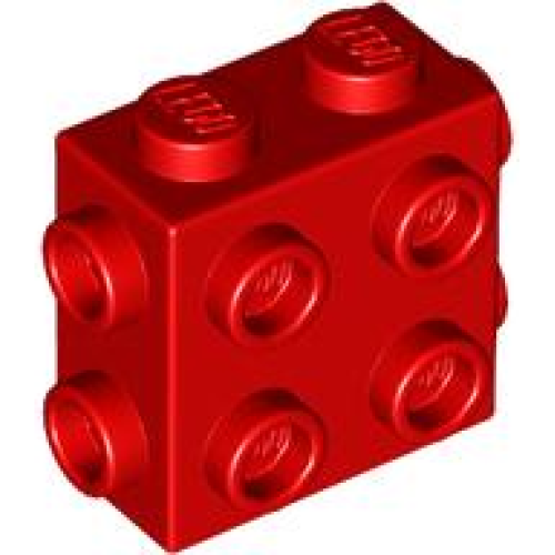 Деталь LEGO 67329 Brick, Modified 1 x 2 x 1 2/3 with Studs on Side and Ends - Red