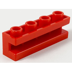 Brick, Modified 1 x 4 with Channel - Red